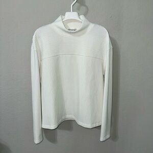 Evereve White Ribbed Pullover Size Medium